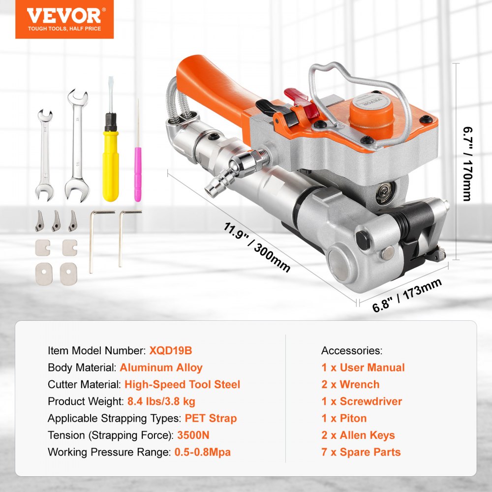 Pneumatic Strapping Tool Hand Held Strapping Machine for 1/2"-3/4" PET
