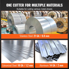 Metal Cutter Drill Attachment, with Metal Shears Attachment, 360 Degree Pivoting Head, Cut Max. 21 GA Stainless Steel 14 GA Aluminum Metal Sheets and 18 GA Galvanized Steel