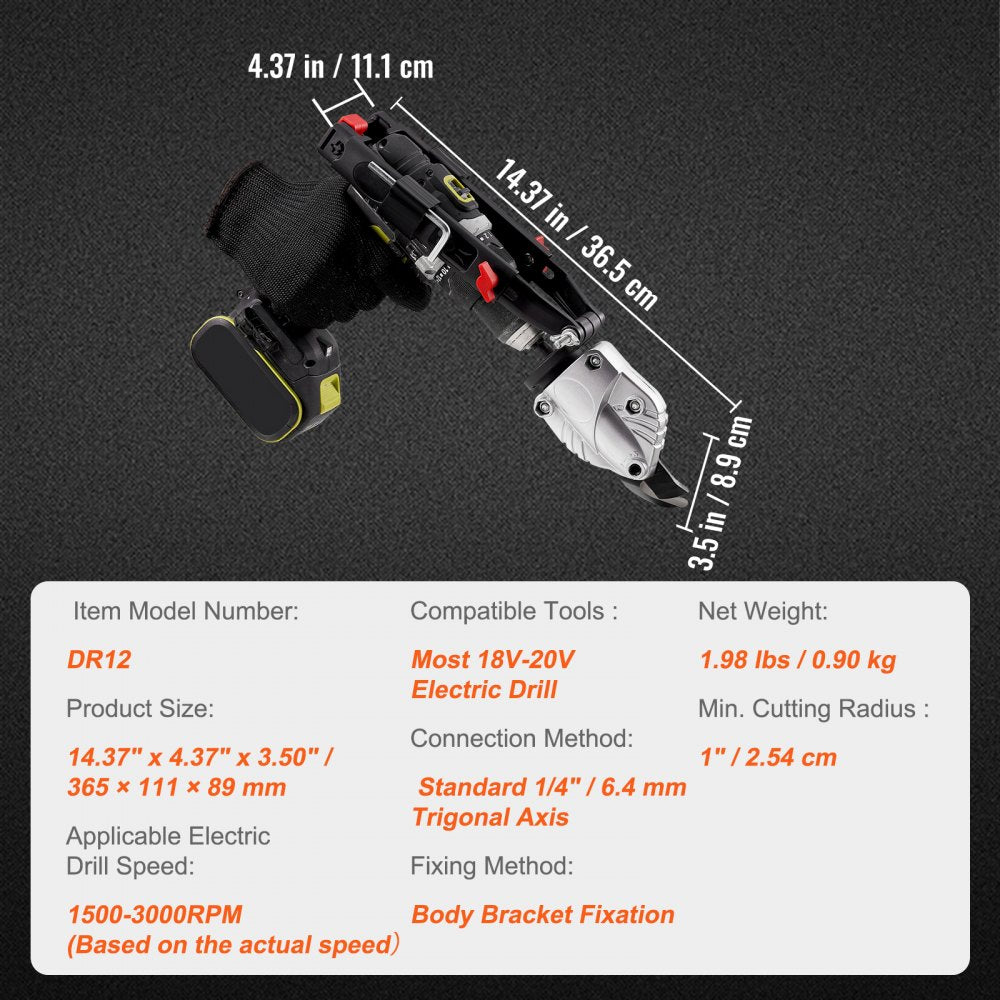 Metal Cutter Drill Attachment, with Metal Shears Attachment, 360 Degree Pivoting Head, Cut Max. 21 GA Stainless Steel 14 GA Aluminum Metal Sheets and 18 GA Galvanized Steel
