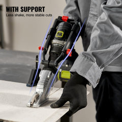 Bostome Board Cutter Drill Attachment with a 360° pivoting head for precise cutting tasks.