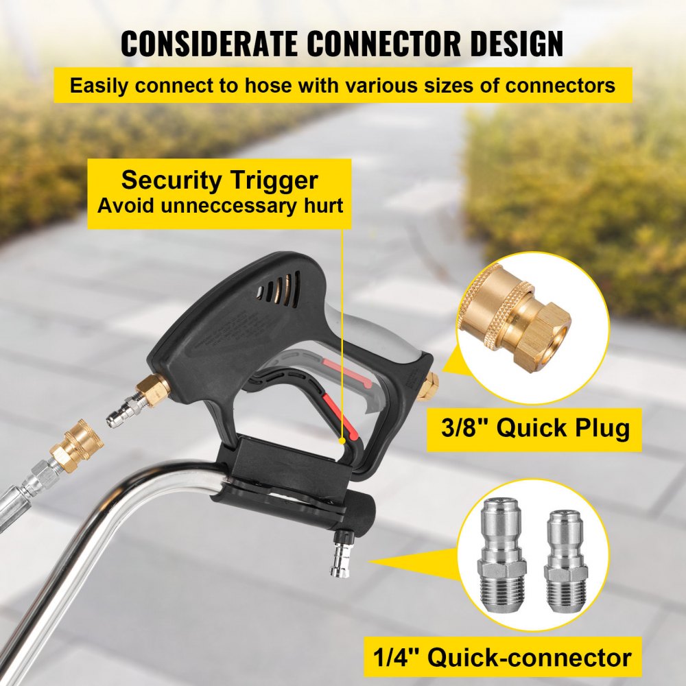 Pressure Washer Surface Cleaner, 21``, Max. 4000 PSI Pressure by 3 Nozzles for Cleaning Driveways, Sidewalks, Stainless Steel Frame w/Rotating Dual Handle, Wheels, Fit for 3/8`` Quick Connector