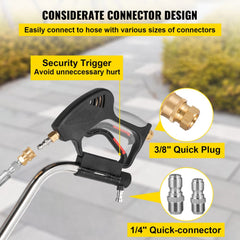 Pressure Washer Surface Cleaner, 21``, Max. 4000 PSI Pressure by 3 Nozzles for Cleaning Driveways, Sidewalks, Stainless Steel Frame w/Rotating Dual Handle, Wheels, Fit for 3/8`` Quick Connector