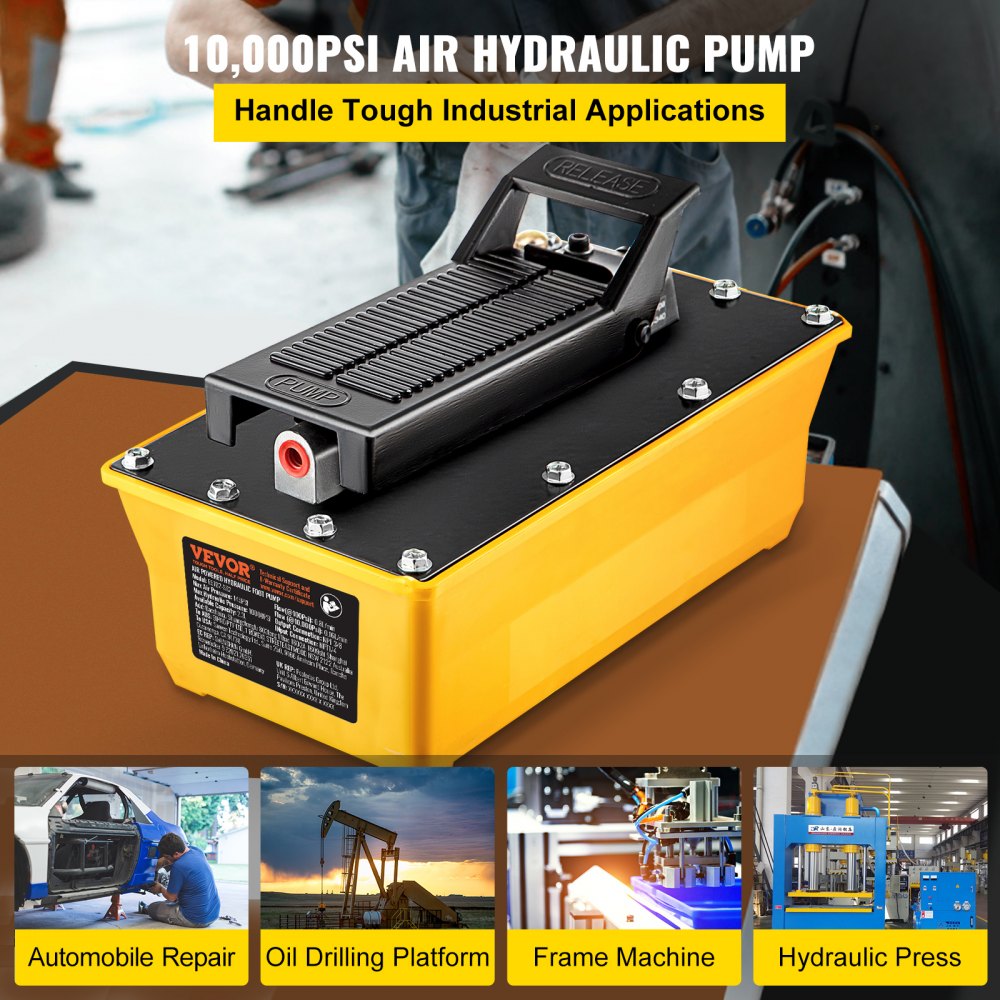 Bostome Air Hydraulic Foot Pump with a 0.6-gallon reservoir and foot-actuated pedal control.