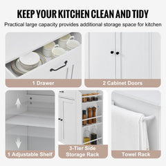 Kitchen Island Cart Rolling Storage Cabinet on Wheel with Charging Station