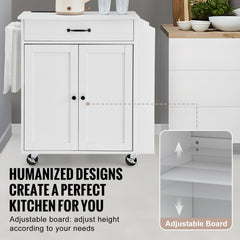 Kitchen Island Cart Rolling Storage Cabinet on Wheel with Charging Station