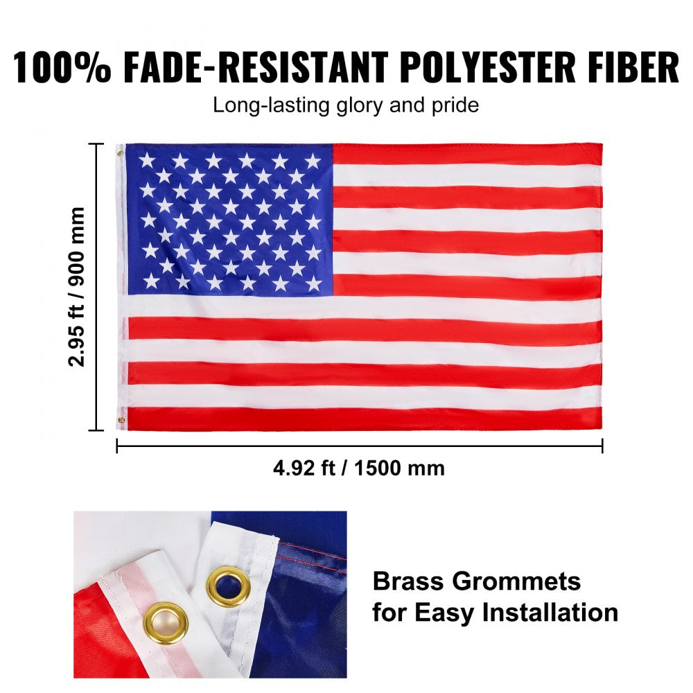 25FT Detachable Flagpole Kit Heavy Duty Aluminum Flag Pole American Black