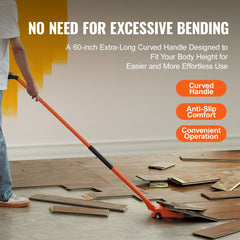 Demolition Tool, 60`` Carbon Steel Handle Wrecking Pry Bar, 2000 lbs Weight Capacity, Heavy Duty Deck Board Removal Tool, Multipurpose Demo Tools for Flooring, Framing, Roofing, Trim, Drywall