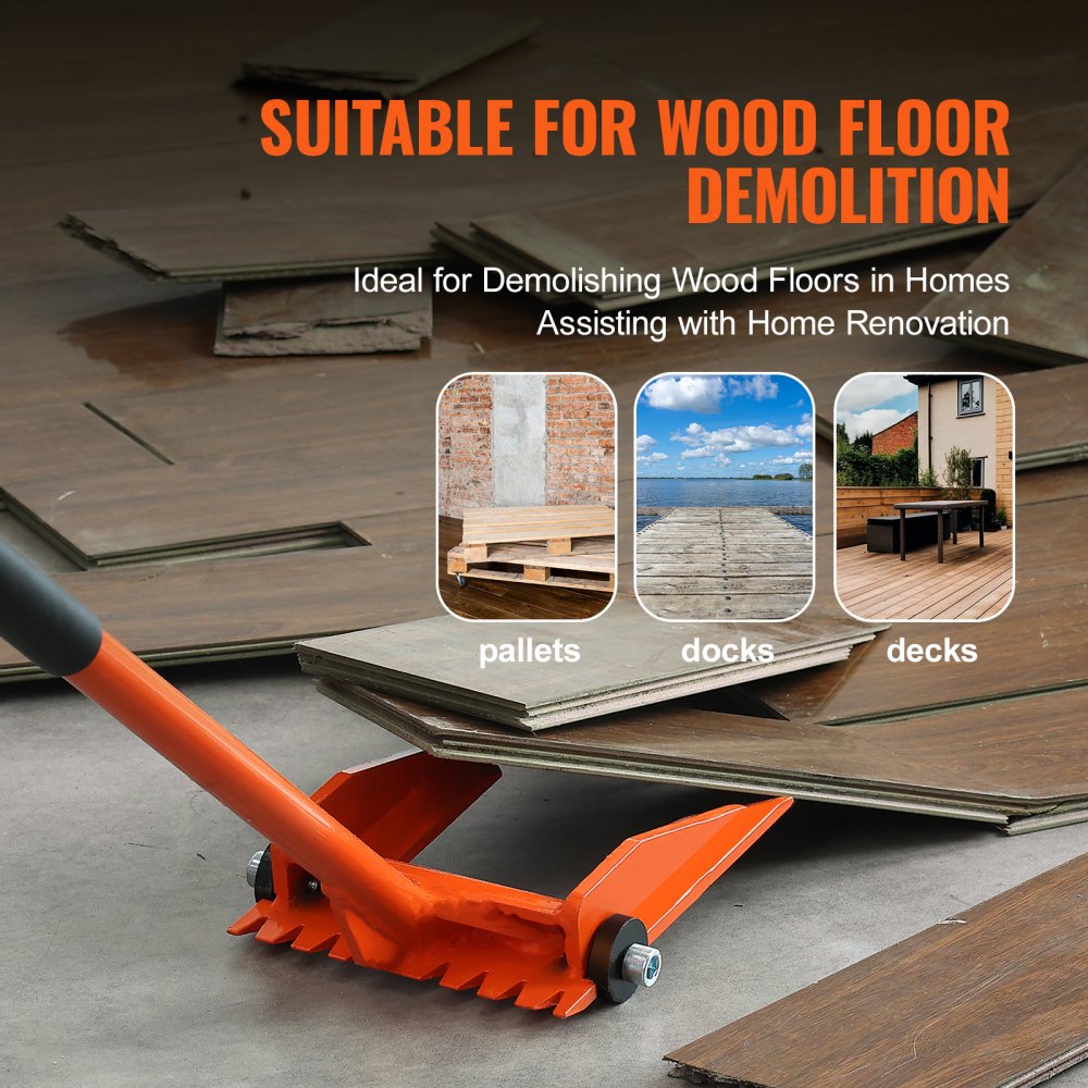 Demolition Tool, 60`` Carbon Steel Handle Wrecking Pry Bar, 2000 lbs Weight Capacity, Heavy Duty Deck Board Removal Tool, Multipurpose Demo Tools for Flooring, Framing, Roofing, Trim, Drywall