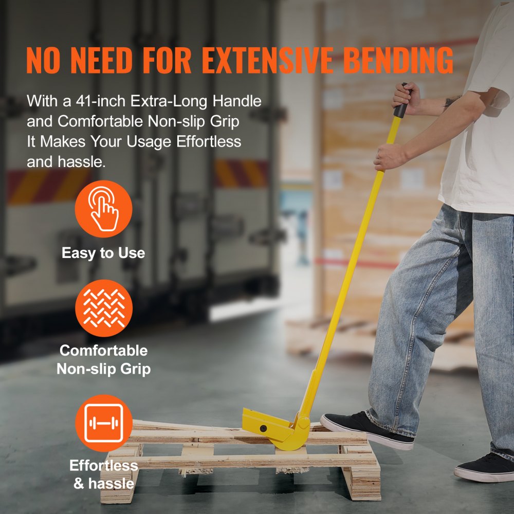Pallet Buster, 41-Inch Handle, 2000 lbs Weight Capacity, Q235 Carbon Steel, Heavy Duty Deck Wrecker Demolition Wood Pallet Tool Breaker Pry Bar Puller for Efficient and Effortless Board Removal