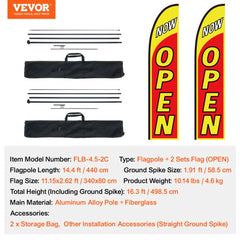 Open Flags for Business Advertising Flags and Poles for Outside 16.3 FT