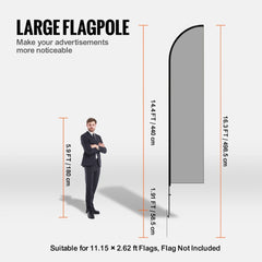 Feather Flag Pole Kit 2 Packs Swooper Flag Pole 16.3 ft with Ground Stakes