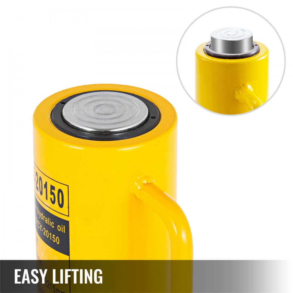 Hydraulic Cylinder Jack, 20 Ton Solid Ram Hydraulic Cylinder, 6 Inch Stroke Single Acting Hydraulic Cylinder, with Quick Connector Portable Hydraulic Solid Jack Hydraulic Lifting Cylinders