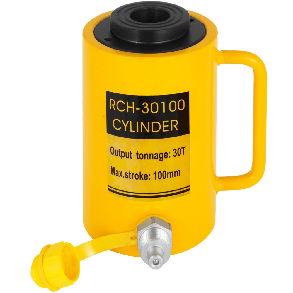 Bostome 30 ton hydraulic cylinder jack with a 100mm stroke and solid metal construction.