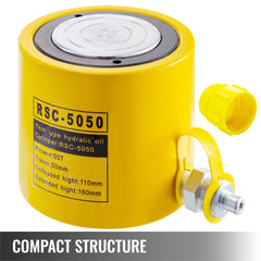 Bostome 50T hydraulic cylinder jack ram with 50T capacity and 2-inch stroke for heavy lifting.