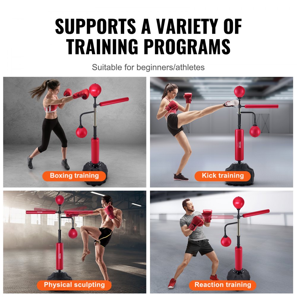 Boxing Speed Trainer, Punching Bag with Stand, Reflex Boxing Bag for Teens & Adults, Height Adjustable Free Standing Strike Bag Set with Gloves, Workout Speed Bag for Home Gym Training, Red