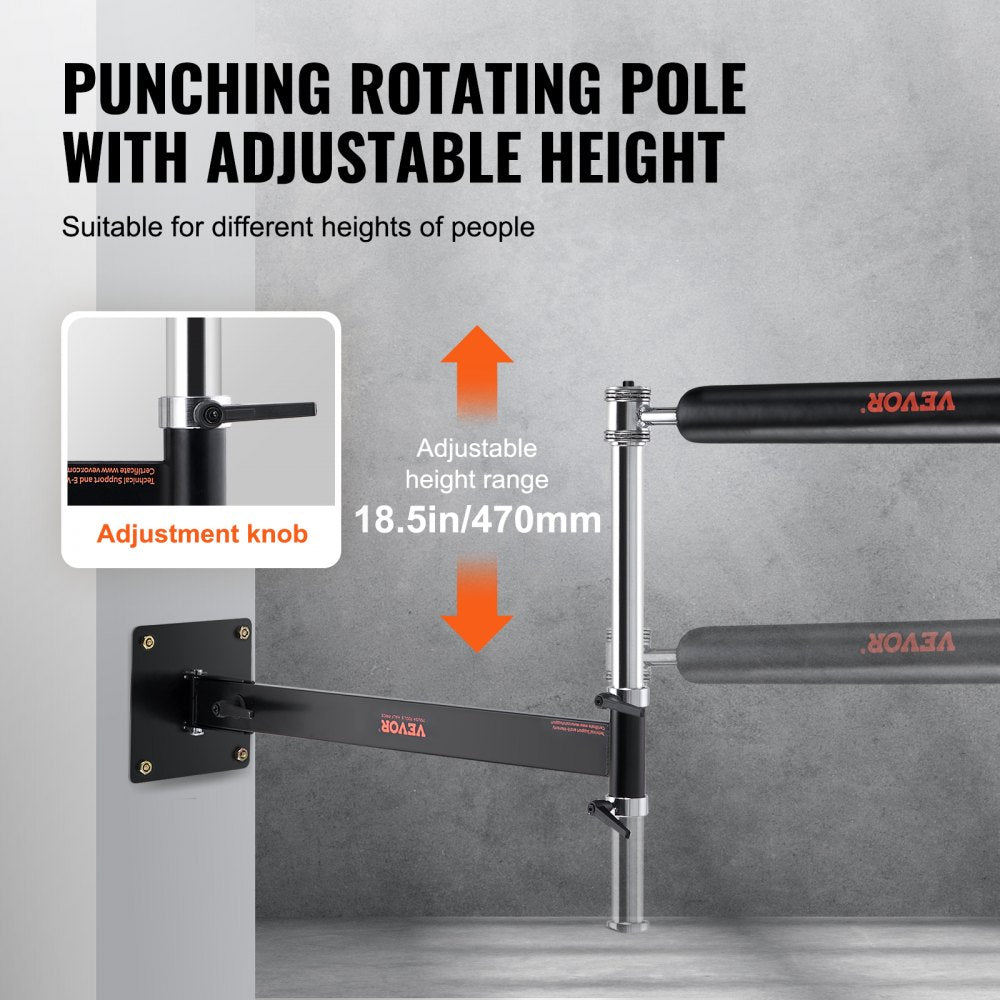 Wall Mount Boxing Spinning Bar, Adjustable Punching Spinning Bar, Boxing Speed Trainer with Gloves, Black Reflex Boxing Bar, Boxing Training Equipment for Kickboxing, MMA, Stress Relief, Fitness