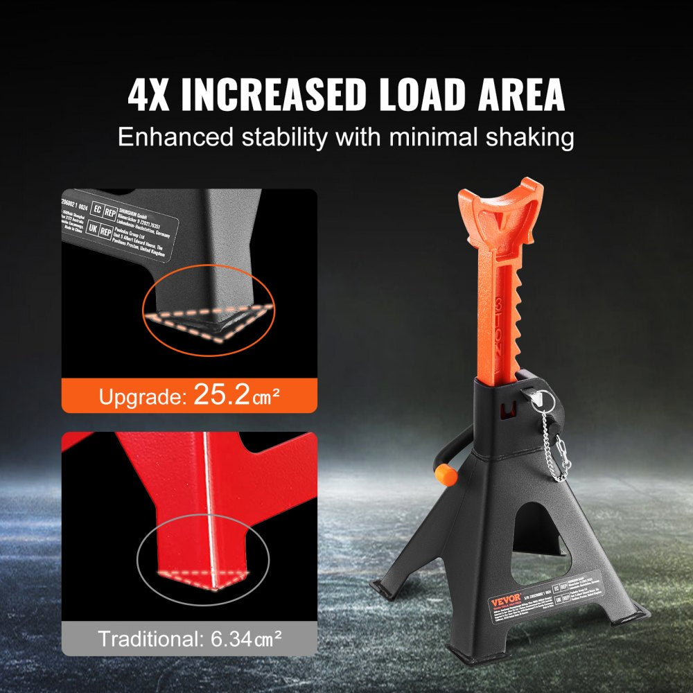 Jack Stands, 3 Ton (6,000 lbs) Capacity Car Jack Stands Double Locking, 10.8-16.3 inch Adjustable Height, for lifting SUV, Pickup Truck, Car and UTV/ATV, Red, 1 Pair