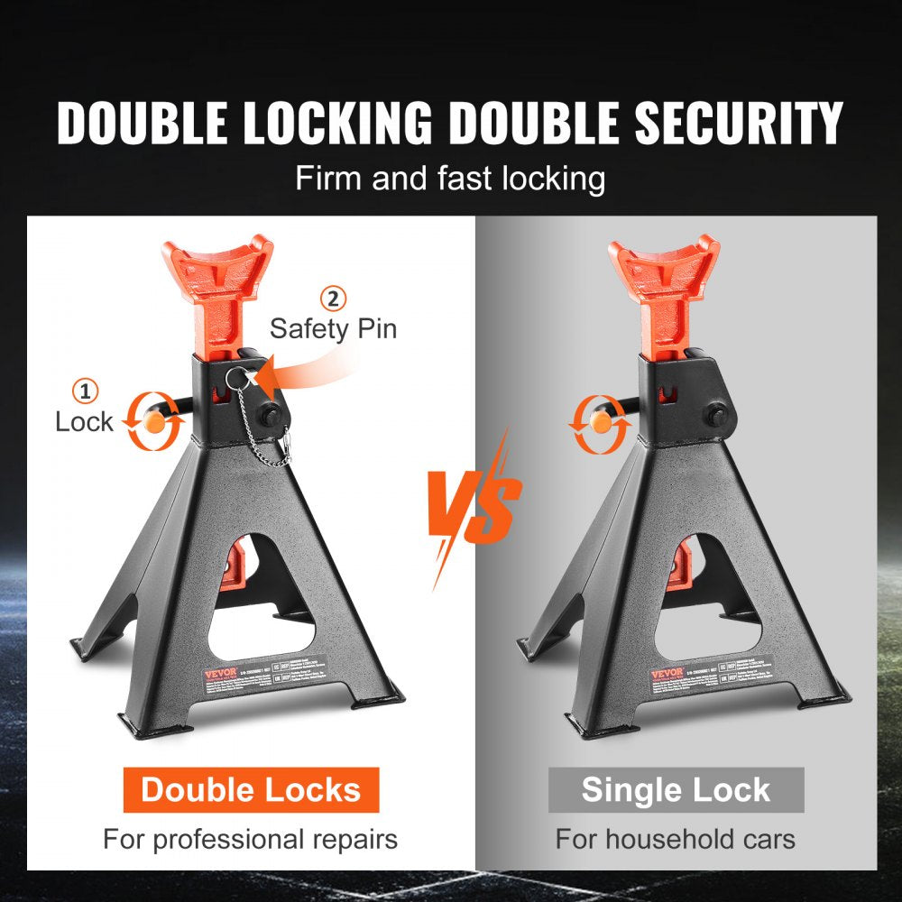 Jack Stands, 6 Ton (13,000 lbs) Capacity Car Jack Stands Double Locking, 14.2 -23 inch Adjustable Height, for lifting SUV, Pickup Truck, Car and UTV/ATV, Red, 1 Pair