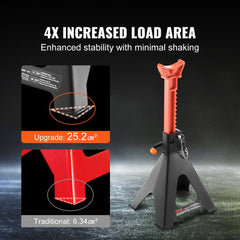 Jack Stands, 6 Ton (13,000 lbs) Capacity Car Jack Stands Double Locking, 14.2 -23 inch Adjustable Height, for lifting SUV, Pickup Truck, Car and UTV/ATV, Red, 1 Pair