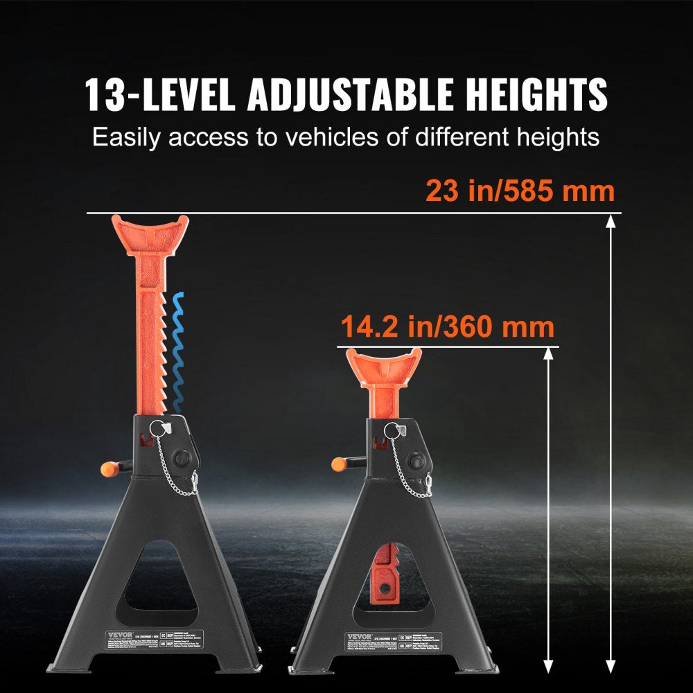 Jack Stands, 6 Ton (13,000 lbs) Capacity Car Jack Stands Double Locking, 14.2 -23 inch Adjustable Height, for lifting SUV, Pickup Truck, Car and UTV/ATV, Red, 1 Pair