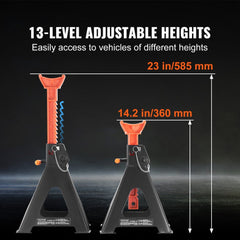 Jack Stands, 6 Ton (13,000 lbs) Capacity Car Jack Stands Double Locking, 14.2 -23 inch Adjustable Height, for lifting SUV, Pickup Truck, Car and UTV/ATV, Red, 1 Pair