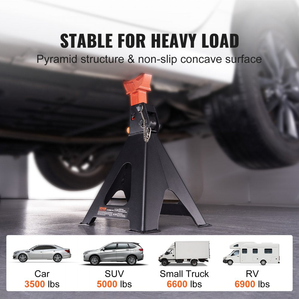 Jack Stands, 6 Ton (13,000 lbs) Capacity Car Jack Stands Double Locking, 14.2 -23 inch Adjustable Height, for lifting SUV, Pickup Truck, Car and UTV/ATV, Red, 1 Pair