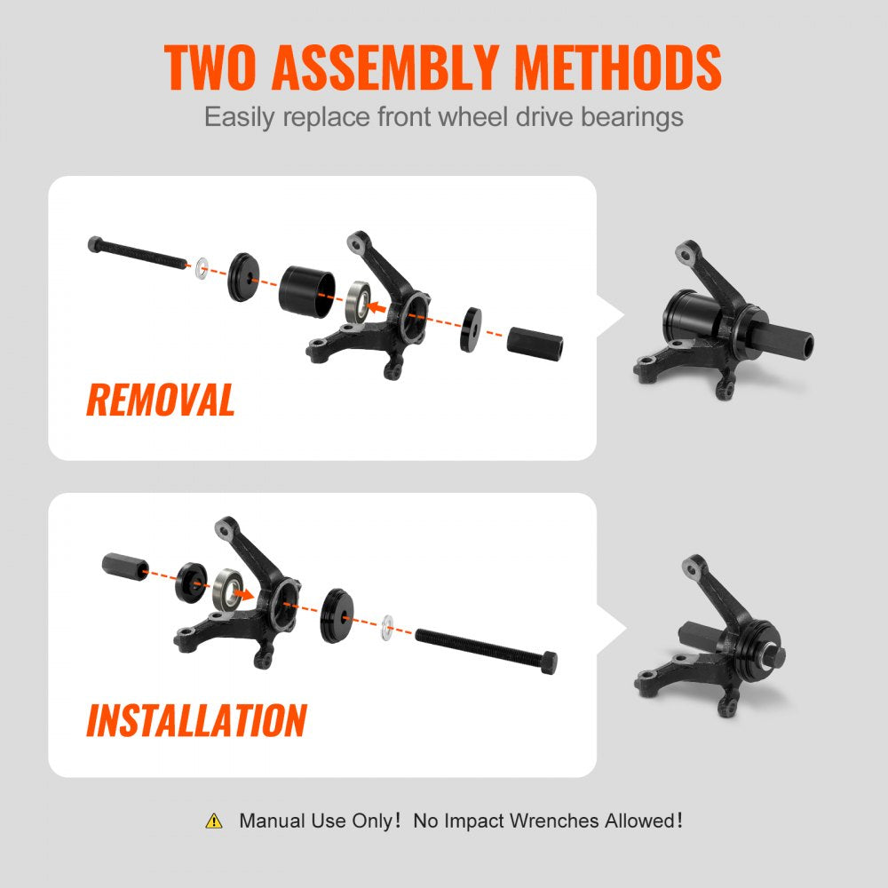 Wheel Bearing Press Kit, 23 pcs FWD Bearing Puller Tools, for Front Wheel Drive Bearing Removal and Installation, Wheel Bearing Tool with Sliding Screws, Bushings, Sleeve Plates, Storage Case