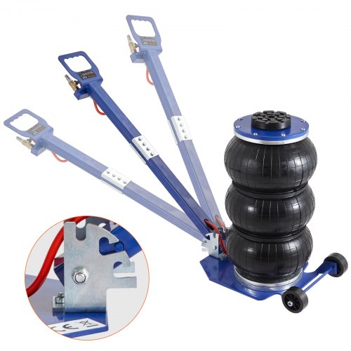 Air Jack, 3 Ton/6600 lbs Triple Bag Air Jack, Airbag Jack with Six Steel Pipes, Lift up to 17.7", 3-5 s Fast Lifting Pneumatic Jack, with Adjustable Long Handles for Cars, Garages, Repair (Blue)