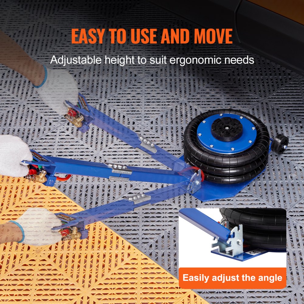 Air Jack, 3 Ton/6600 lbs Triple Bag Air Jack, Airbag Jack with Six Steel Pipes, Lift up to 17.7", 3-5 s Fast Lifting Pneumatic Jack, with Adjustable Long Handles for Cars, Garages, Repair (Blue)