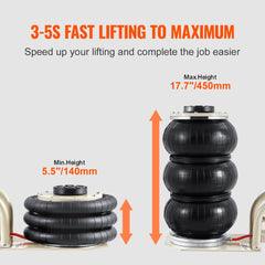 Triple Bag Air Jack 3 Ton/6600 lbs Pneumatic Jack for Car SUV Lifting