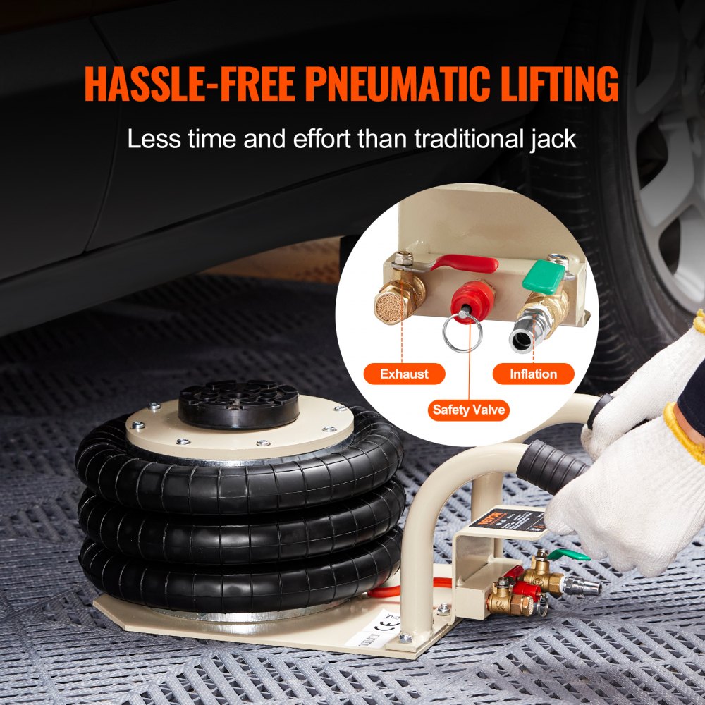 Triple Bag Air Jack 3 Ton/6600 lbs Pneumatic Jack for Car SUV Lifting