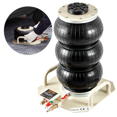 Air Jack, 3 Ton/6600 lbs Triple Bag Air Jack, Airbag Jack with Six Steel Pipes, Lift up to 17.7 inch/450 mm, 3-5 s Fast Lifting Pneumatic Jack, with Side Handles for Car, Garage, Repair (Beige)