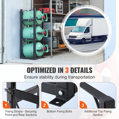 Refrigerant Tank Rack, with 3 x 30lbs Bottle Tanks, Cylinder Tank Rack 12.79x12.99x33.07 in, Refrigerant Cylinder Rack Gas Cylinder Racks and Holders for Freon, Gases, Oxygen, Nitrogen