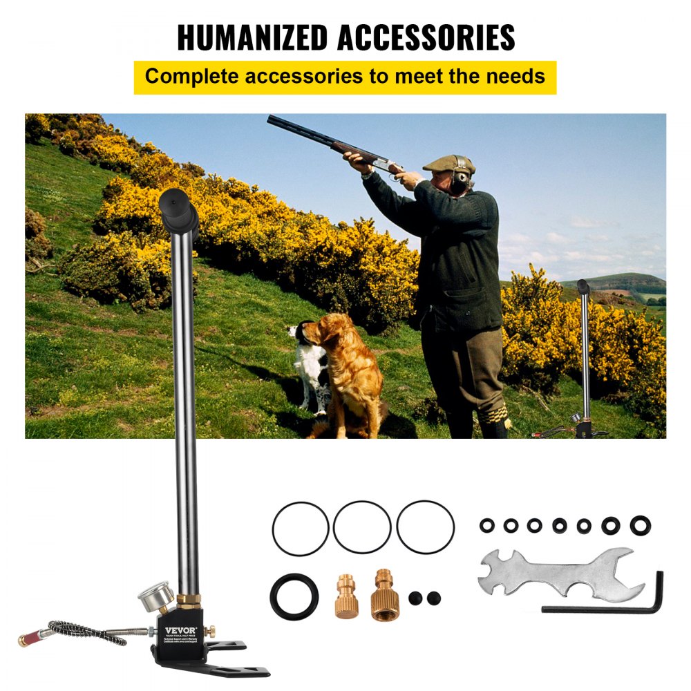 Bostome 4500PSI hand pump with stainless steel construction and dual-unit pressure gauge.