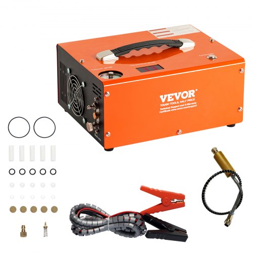 Portable Bostome 4500PSI PCP air compressor with dual display and auto-stop feature.