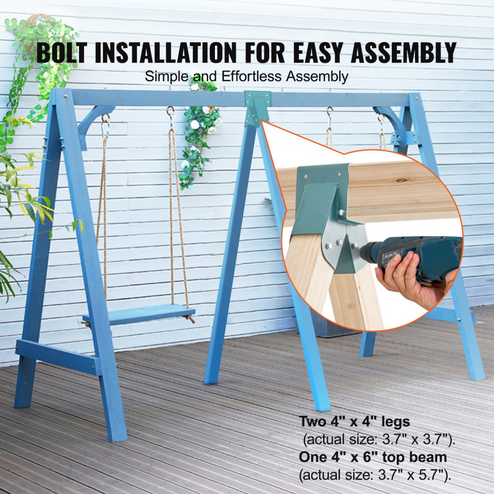 A-Frame Middle Swing Set Brackets, Heavy Duty Carbon Steel Swing Set Hardware with Mounting Hardware, DIY Swing Set Bracket Swing Set Kit for 4x4 Legs & 4x6 Beam, Green