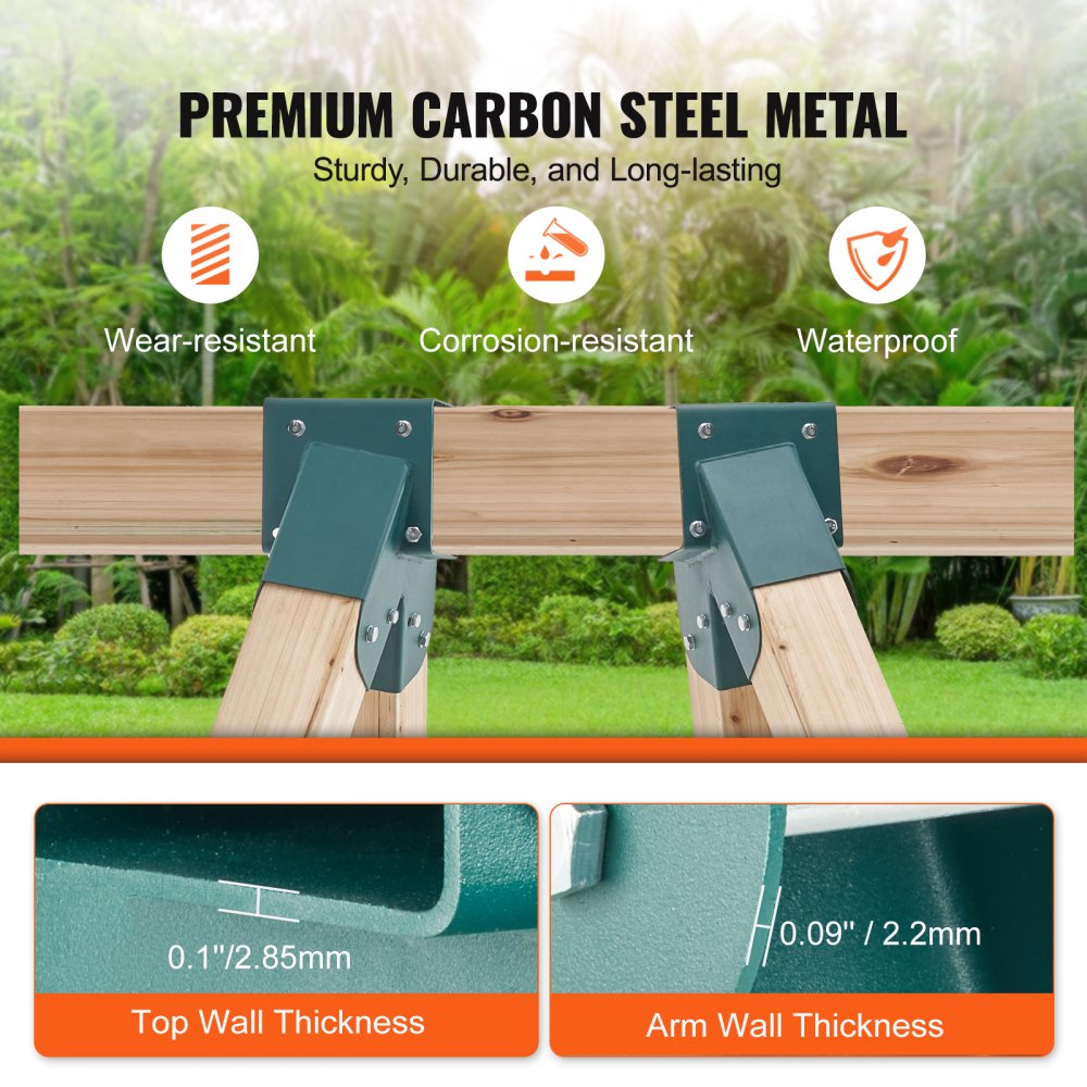 A-Frame Middle Swing Set Brackets, Heavy Duty Carbon Steel Swing Set Hardware with Mounting Hardware, DIY Swing Set Bracket Swing Set Kit for 4x4 Legs & 4x6 Beam, Green (2 Pcs)
