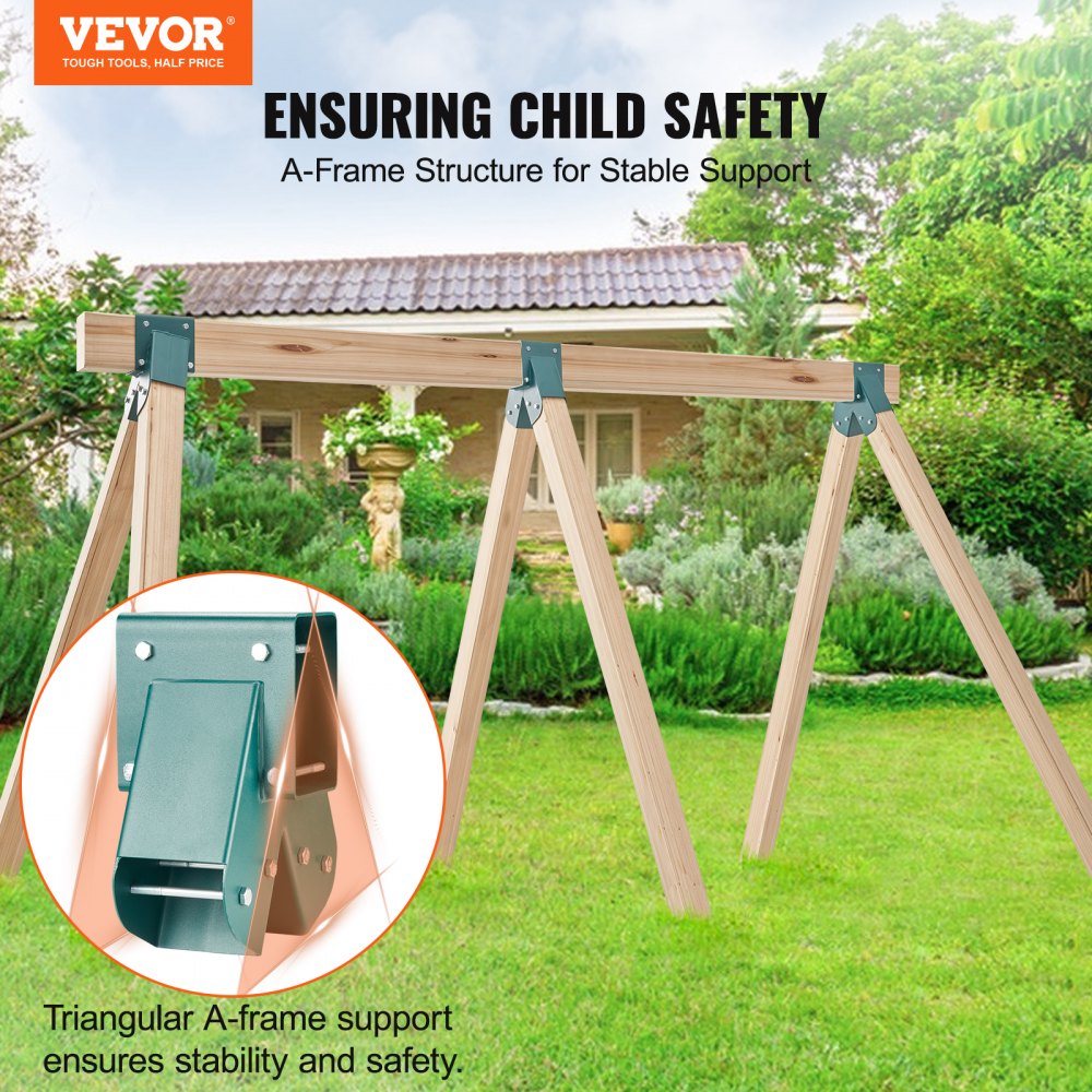 A-Frame Middle Swing Set Brackets, Heavy Duty Carbon Steel Swing Set Hardware with Mounting Hardware, DIY Swing Set Bracket Swing Set Kit for 4x4 Legs & 4x6 Beam, Green (3 Pcs)