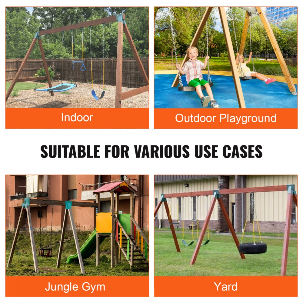 A-Frame Middle Swing Set Brackets, Heavy Duty Carbon Steel Swing Set Hardware with Mounting Hardware, DIY Swing Set Bracket Swing Set Kit for 4x4 Legs & 4x6 Beam, Green (3 Pcs)
