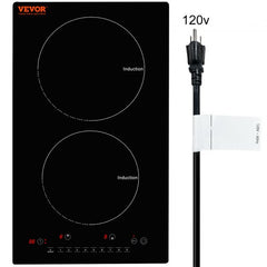 Electric Cooktop, 2 Burners, 12`` Induction Stove Top, Built-in Magnetic Cooktop 1800W, 9 Heating Level Multifunctional Burner, LED Touch Screen w/ Child Lock & Over-Temperature Protection
