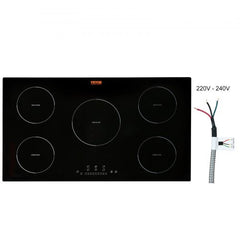Electric Cooktop, 5 Burners, 36`` Induction Stove Top, Built-in Magnetic Cooktop 9200W, 9 Heating Level Multifunctional Burner, LED Touch Screen w/ Child Lock & Over-Temperature Protection