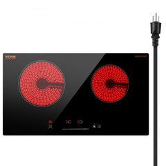 Built-in Electric Cooktop Radiant Ceramic Cooktop 2 Burners 23.6x13.3 inch
