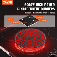 Built-in Electric Cooktop Radiant Ceramic Cooktop 4 Burners 23.2x20.5 inch