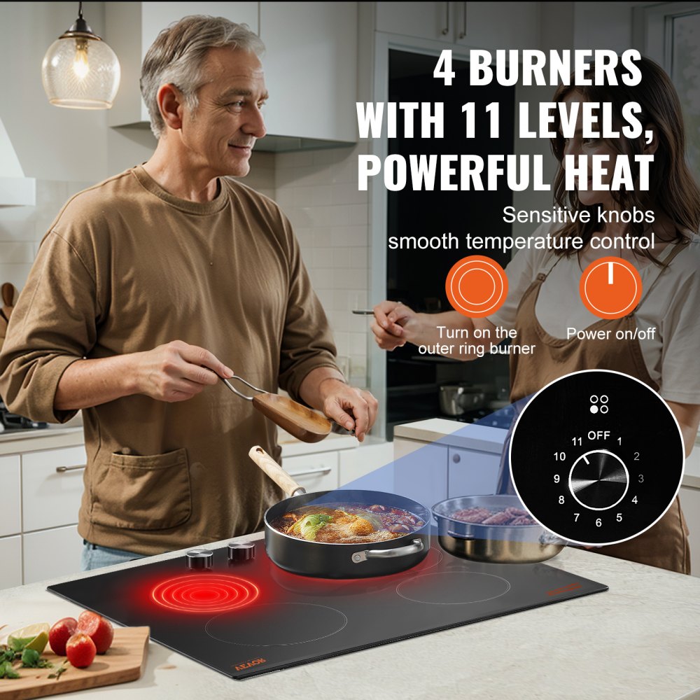 Built-in Electric Cooktop Radiant Ceramic Cooktop 4 Burners 23.2x20.5 inch
