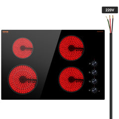 Built-in Electric Cooktop Radiant Ceramic Cooktop 4 Burners 30.3x20.5 inch