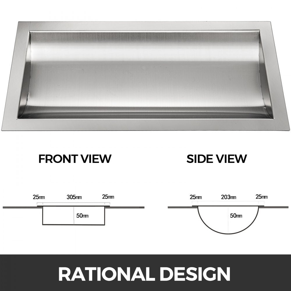 304 Stainless Steel Drop-In Deal Tray 14&quot; Deep x 10&quot; Wide x 2&quot; High Brushed Finish for Cash register window