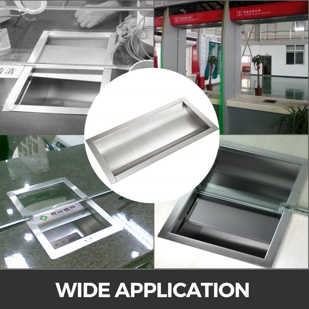 304 Stainless Steel Drop-In Deal Tray 14&quot; Deep x 10&quot; Wide x 2&quot; High Brushed Finish for Cash register window