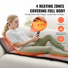 Full Body Massage Cushion with Shiatsu Neck Massager, 10 Vibration Motors & 2 Heating Shiatsu Neck Rollers, Vibrating Massage Pad Mat with 5 Modes & 3 Intensities, 3 Heating Pads for Home Office