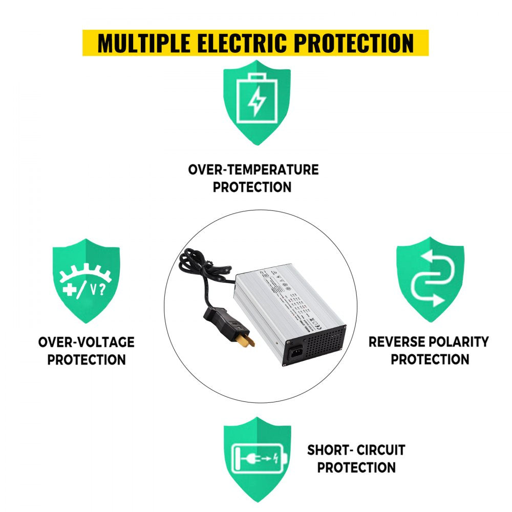 Golf Cart Battery Charger 36V Club Car Charger 18A Golf Cart Electric Charger Splayed Plug/LED Club Car Battery Charger Aluminum Shell Power Wise Golf Cart Battery Charger for Ez Go Yamaha