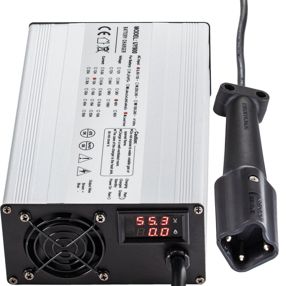48 Volt 15 Amp Golf Cart Battery Charger with G29 Drive/LED Club Car Battery Charger Aluminum Shell Power Wise for Ez Go Yamaha